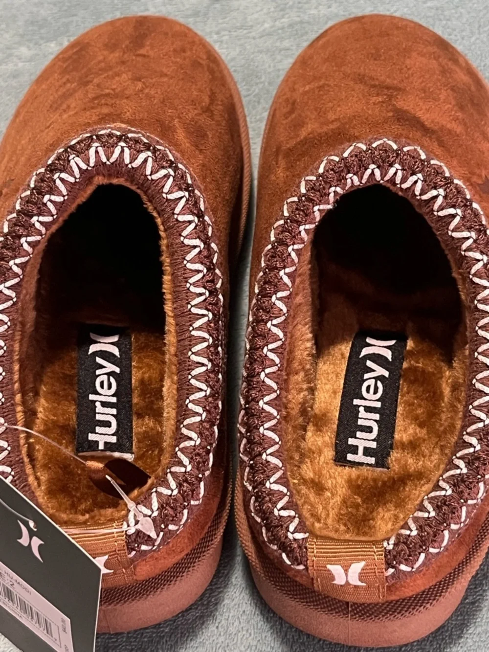 Hurley Kids Rust Brown Slip-On Fuzzy Lined Slippers